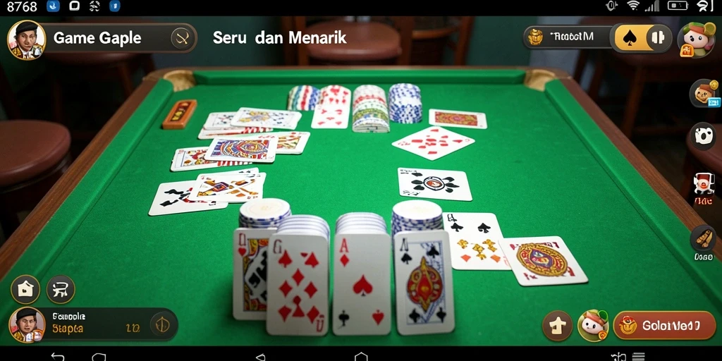 Tampilan gameplay seru dari game Gaple 8768 dengan teman.
