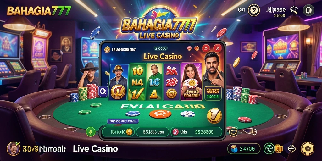 Tampilan gameplay interaktif BAHAGIA777 dengan dealer langsung.