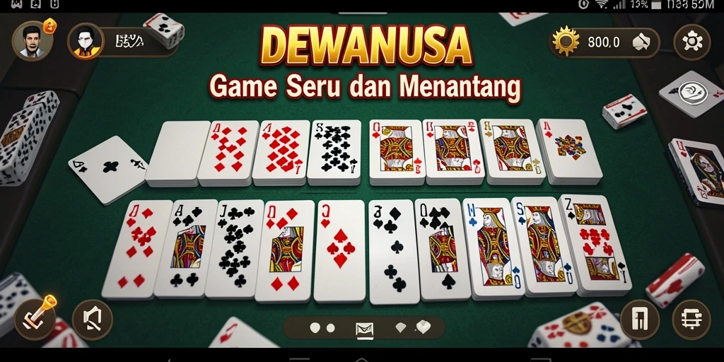 Tampilan gameplay seru dalam DEWANUSA yang menunjukkan kartu Domino.