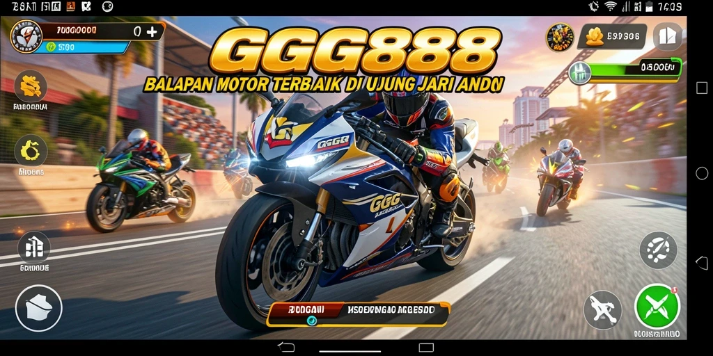 Tangkapan layar GGG888 menampilkan aksi balapan motor yang mendebarkan.
