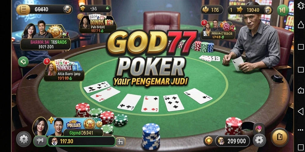 Screenshot menampilkan gameplay mendebarkan dari GOD77 poker.