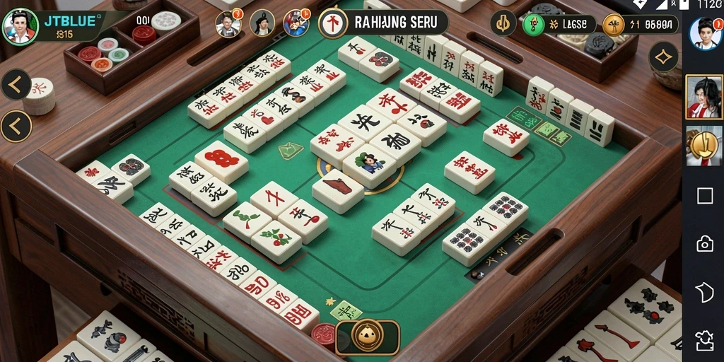 Tampilan gameplay JTBLUE yang menarik dalam permainan Mahjong.