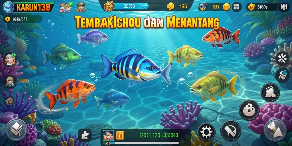 Screenshot gameplay KARUN138 menampilkan aksi menembak ikan yang seru.
