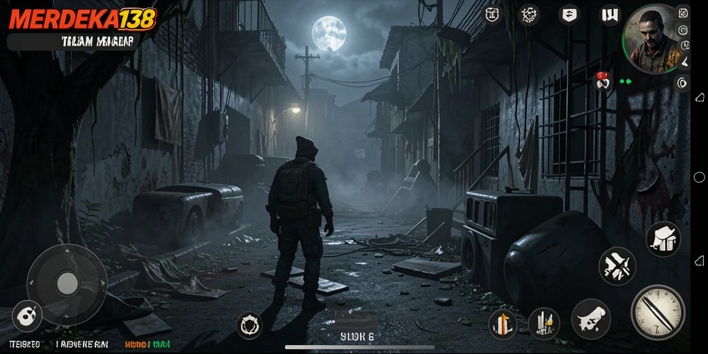 Tampilan gameplay <strong>MERDEKA138</strong> yang mencekam dan penuh ketegangan.