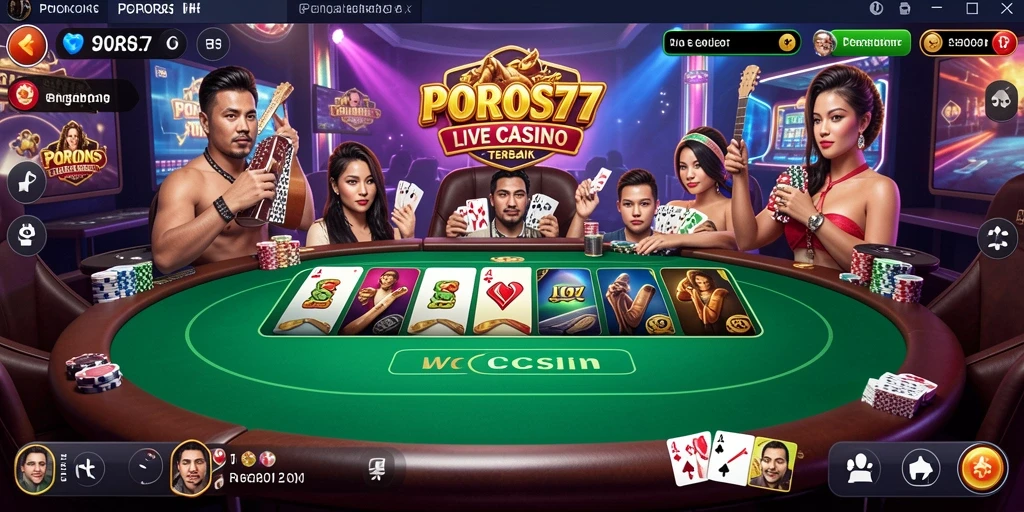 Tampilan gameplay dinamis di POROS77 yang menghadirkan kasino langsung.