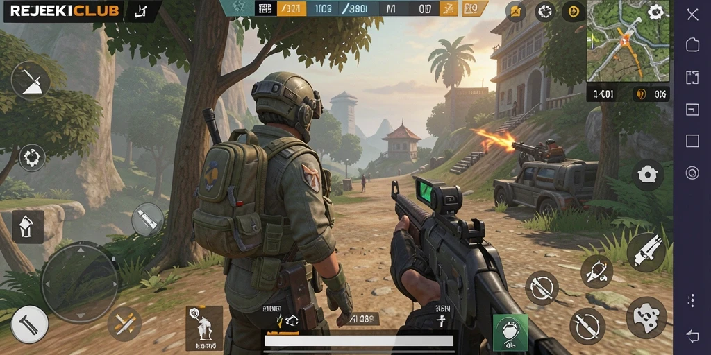 Tangkapan layar utama menunjukkan pengalaman intens dari gameplay TPS.