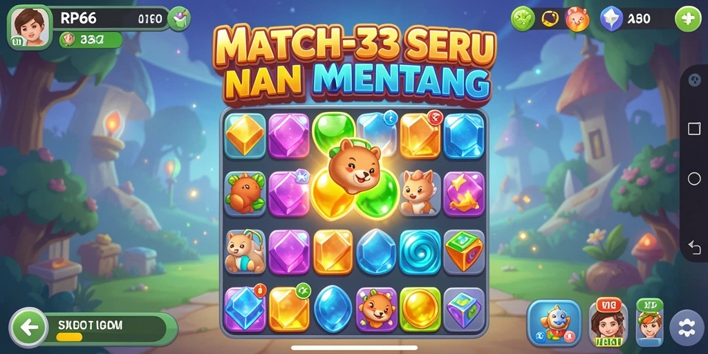 Gameplay RP66 dengan kombinasi match-3 yang seru.