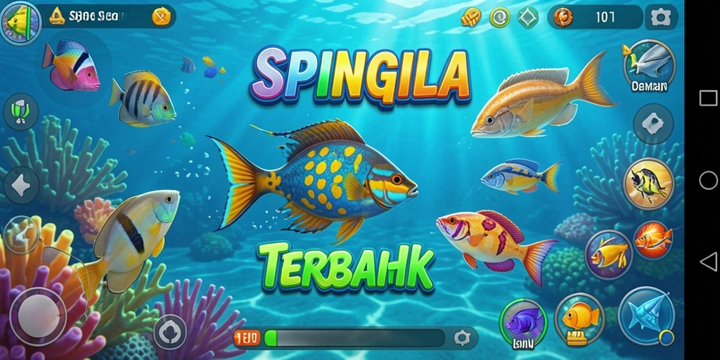 Tangkapan layar menampilkan aksi seru dalam game Tembak Ikan SPINGILA.