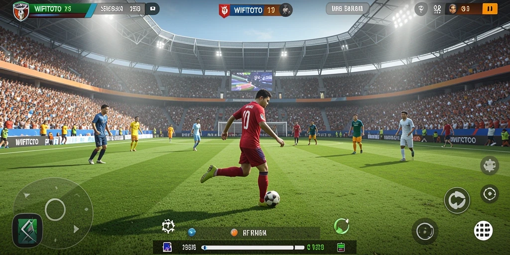 Tangkapan layar gameplay WIFITOTO yang menampilkan aksi di lapangan.